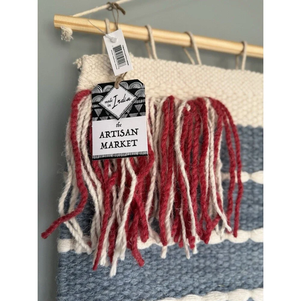 Artisan Market Wall Hanging 30x50 Boho Chic Bohemian 80% Wool Hand Woven New